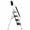 Folding 4-Step Safety Step Ladder - Padded Side Handrails - Attachable Tool Pouch Caddy